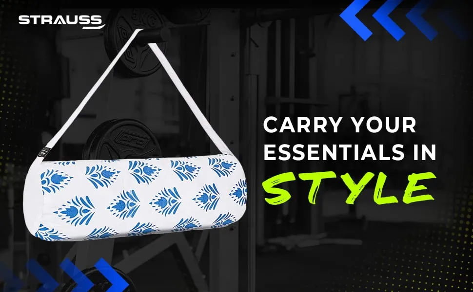 Strauss Breathable Cotton Gym Bag | for Both Men and Women | Suitable for Travel and Gym | Eco- Friendly and Washable | 56 X 28 Cm - (Blue)