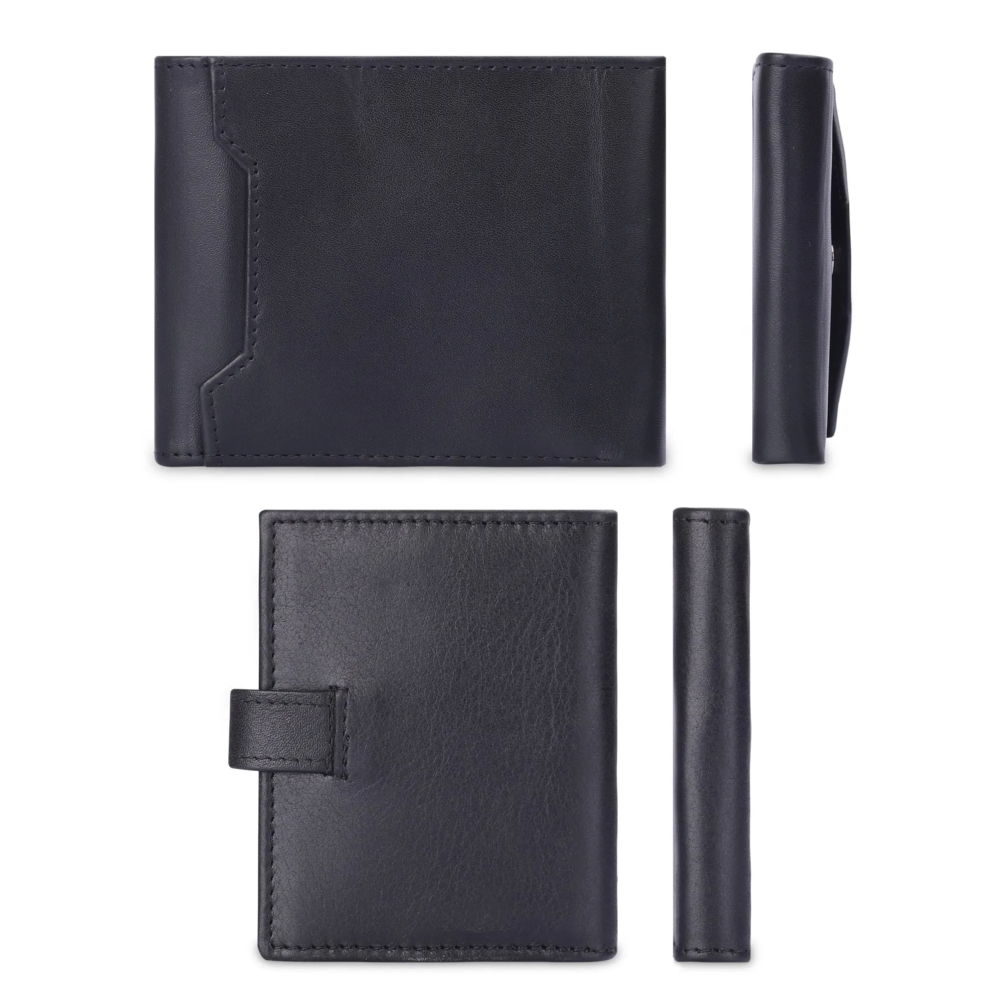 THE CLOWNFISH Combo of 2 RFID Protected Genuine Leather Wallet for Men with Multiple Card Slots (Black)