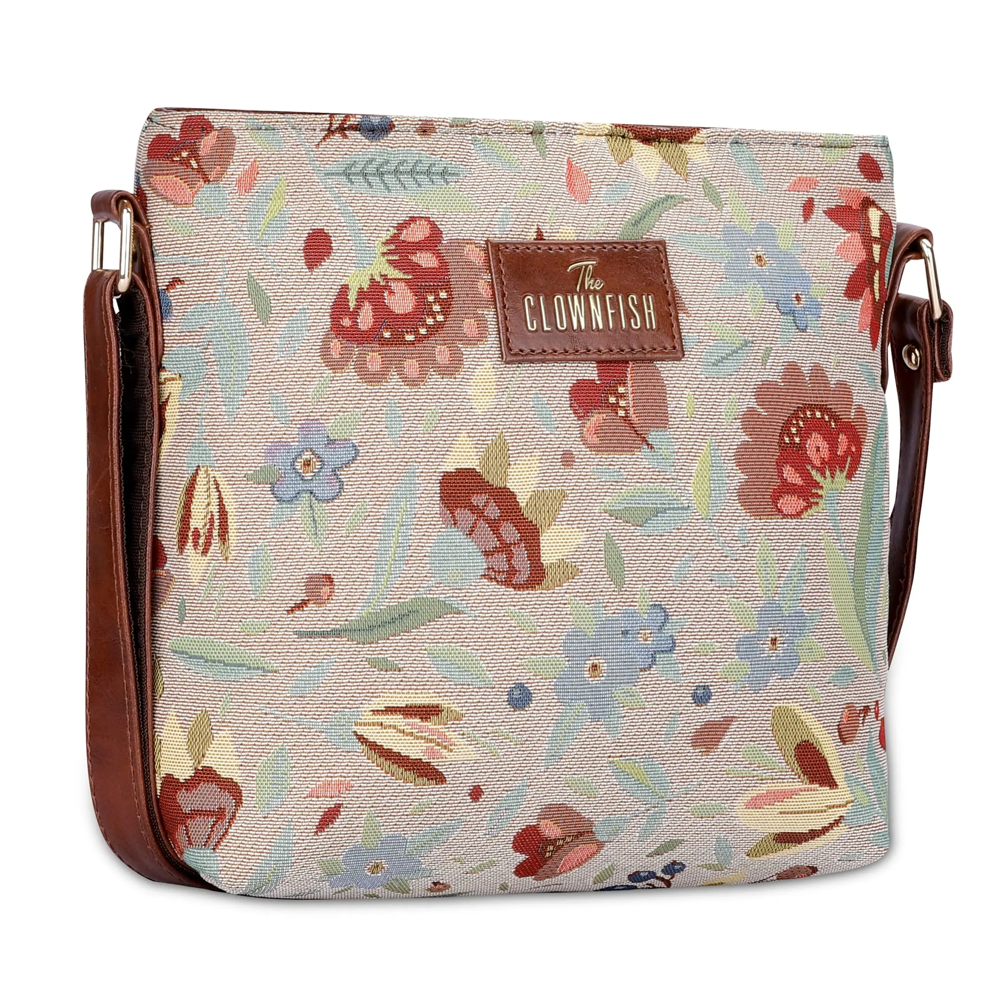 THE CLOWNFISH Linda Series Sling for Women Casual Ladies Single Shoulder Bag For Women Crossbody Bag for College Girls (Skyblue-Floral)