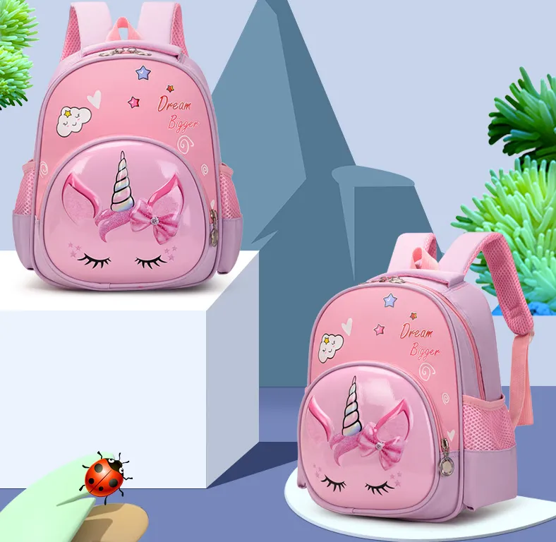 THE LITTLE LOOKERS Cute Unicorn School Bag Backpack for Girls & Boys Kids School Bags Preschool Kindergarten Travel Picnic - Pink