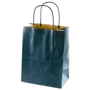 Tinted Recycled Kraft Shopping Bags - 8.25" x 4.75" x 10.5" (Navy)