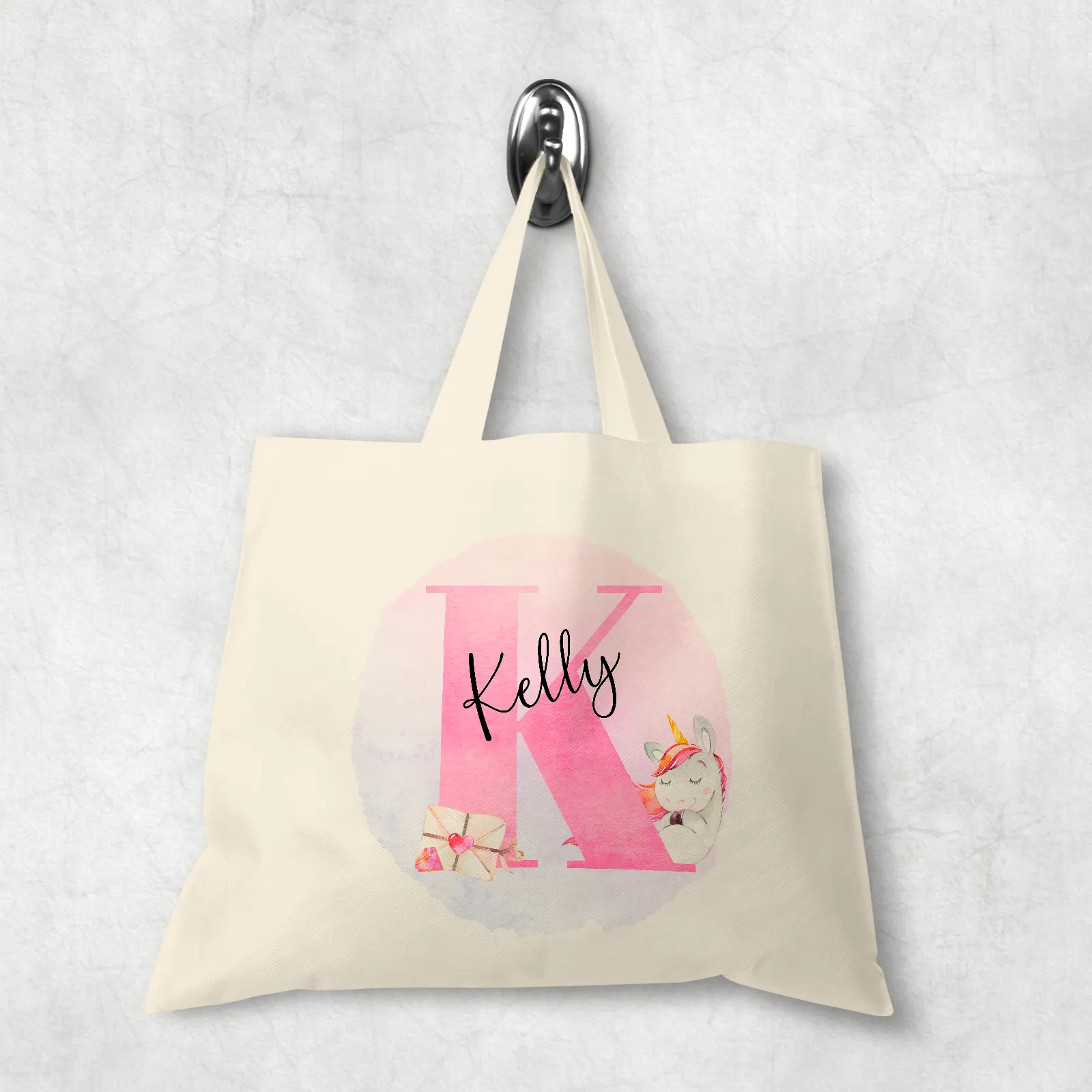 Unicorn Alphabet Watercolour Tote Bag