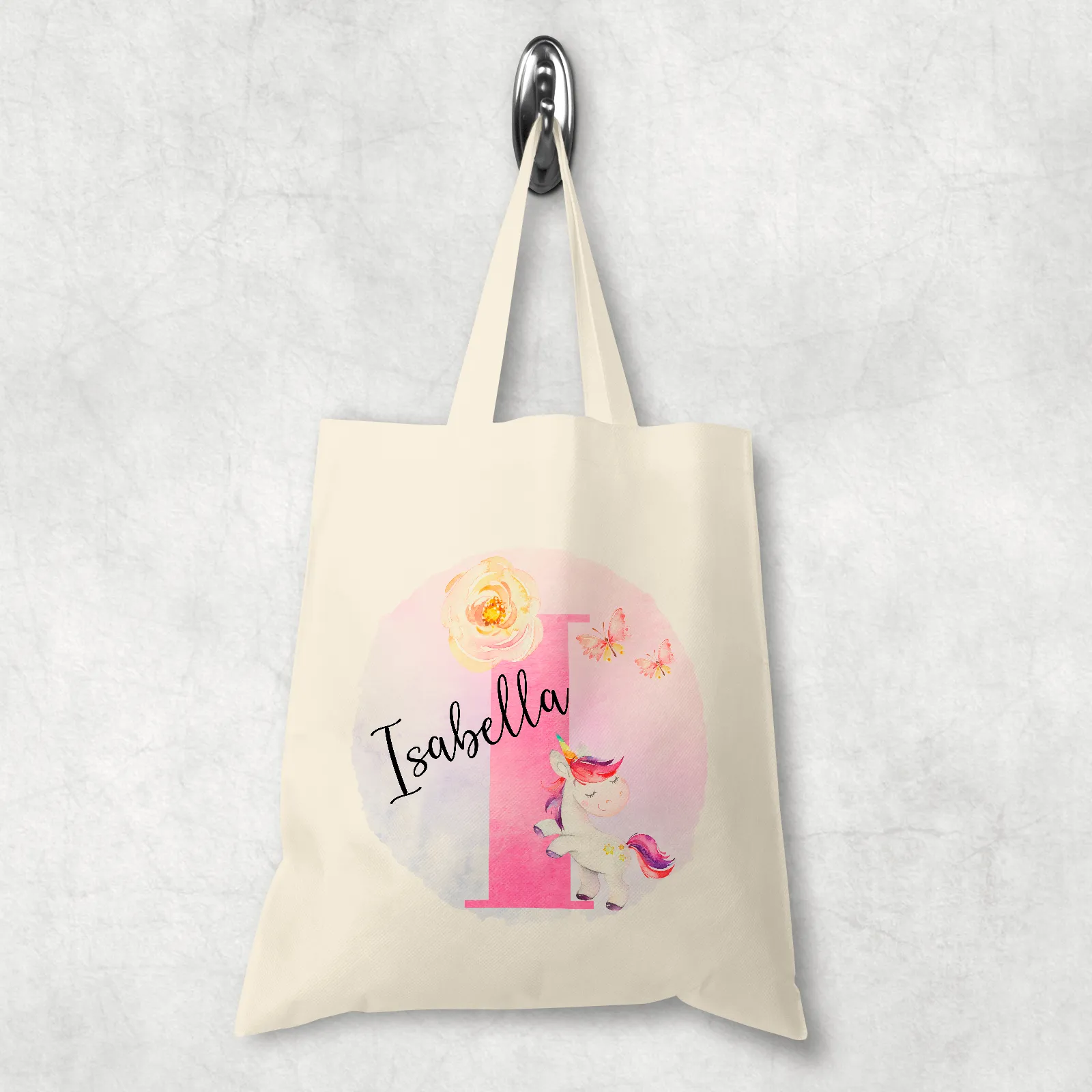 Unicorn Alphabet Watercolour Tote Bag