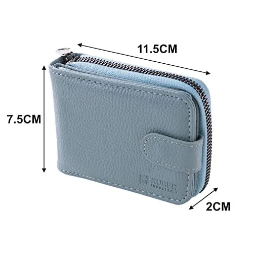 Urbane Home Card Holder Wallet For Men Women|Debit Credit Card Holder|Wallet For Id, Visiting Card, Buisness Card|RFID Protected|Button & Zipper Closure Wallet|Blue