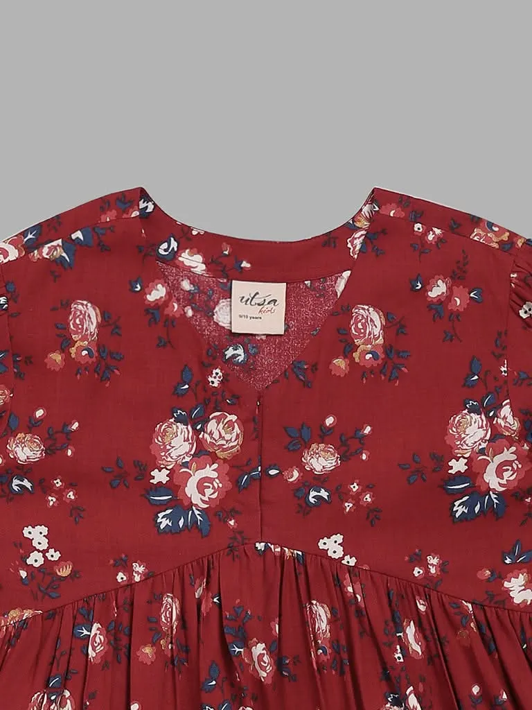 Utsa Kids Red Floral Top (8 -14yrs)