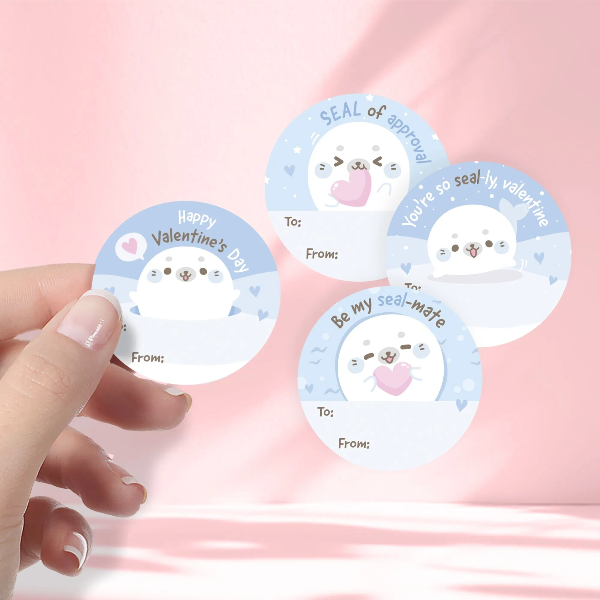 Valentine's Day Treat Stickers: Seals - 40 Circle Stickers