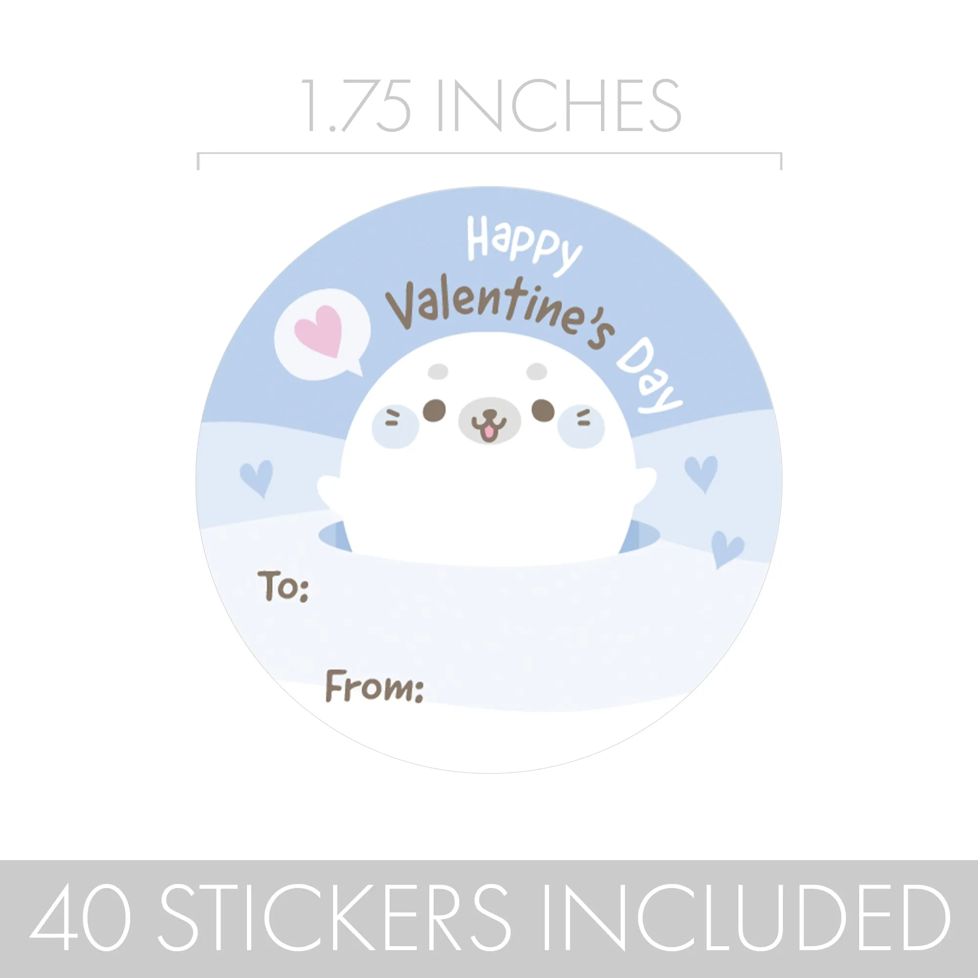 Valentine's Day Treat Stickers: Seals - 40 Circle Stickers