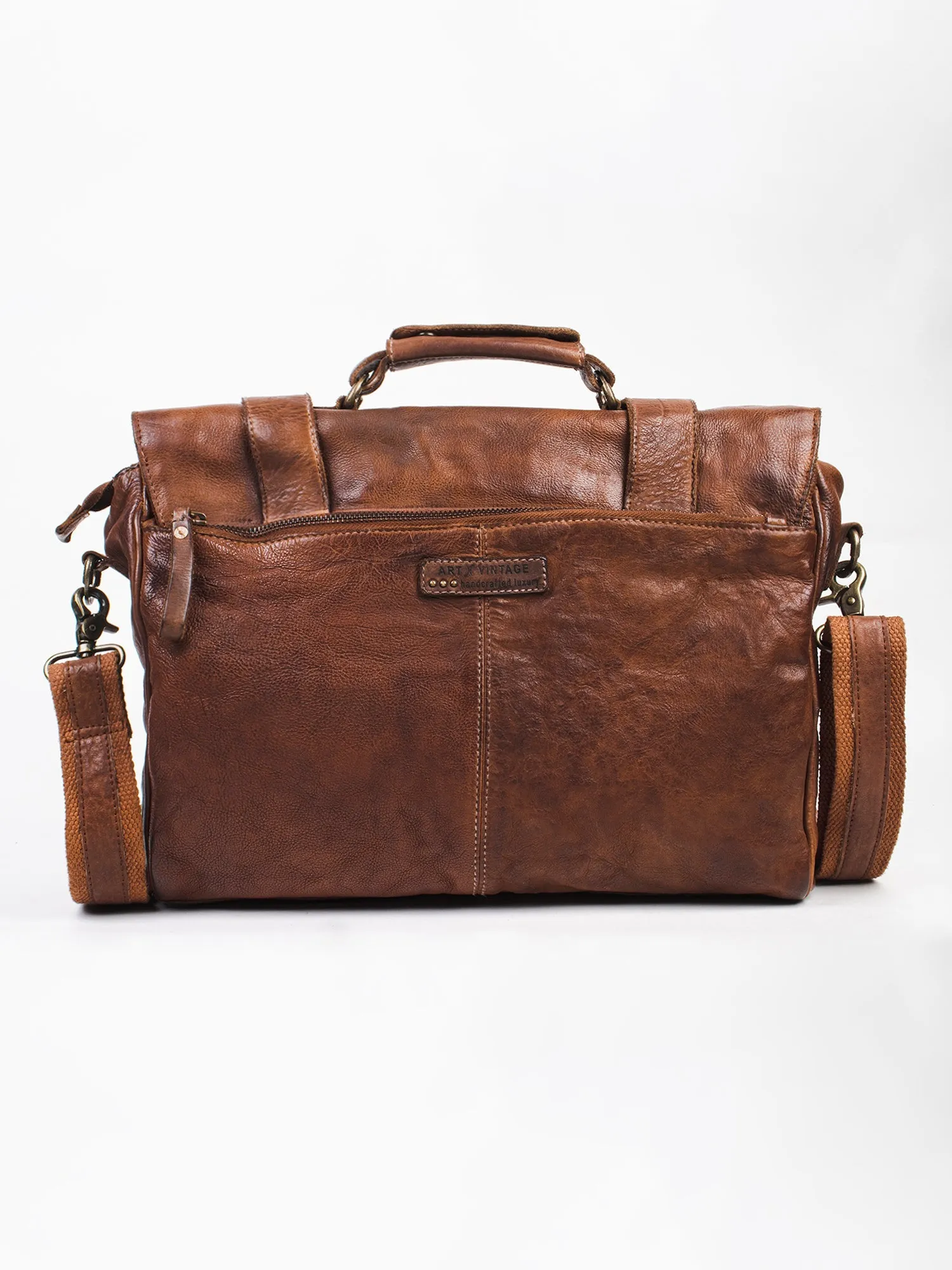 Vintage Brown Leather Men's Messenger Bag By Art N Vintage