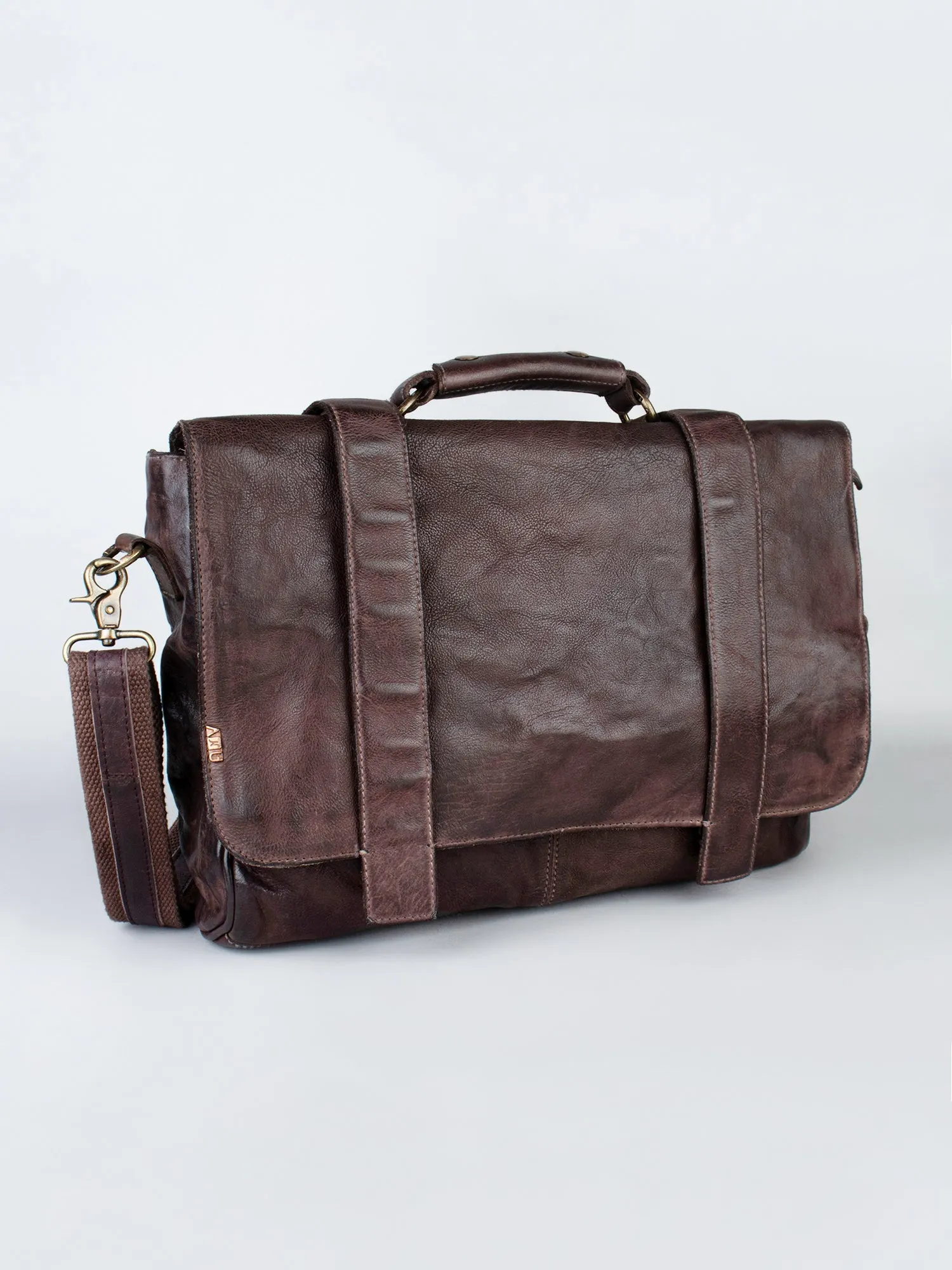 Vintage Brown Leather Men's Messenger Bag By Art N Vintage