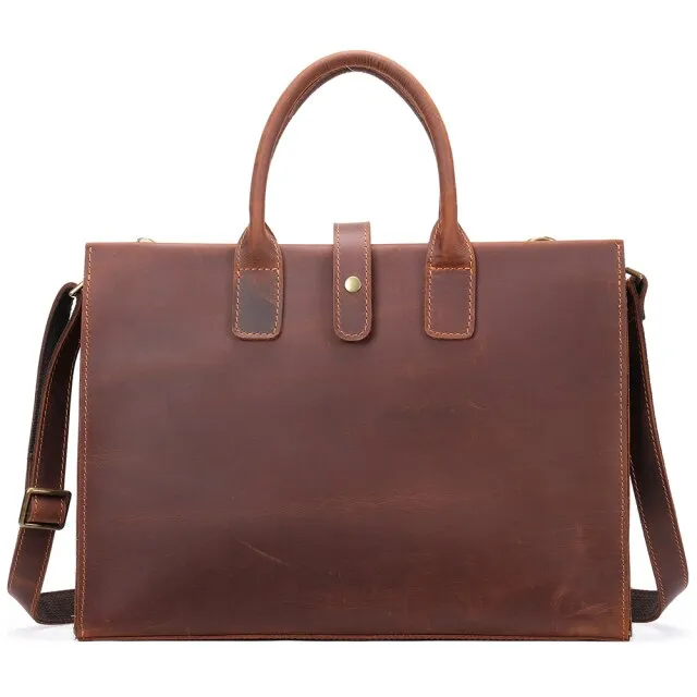 VintageLux Leather Laptop Business Briefcase