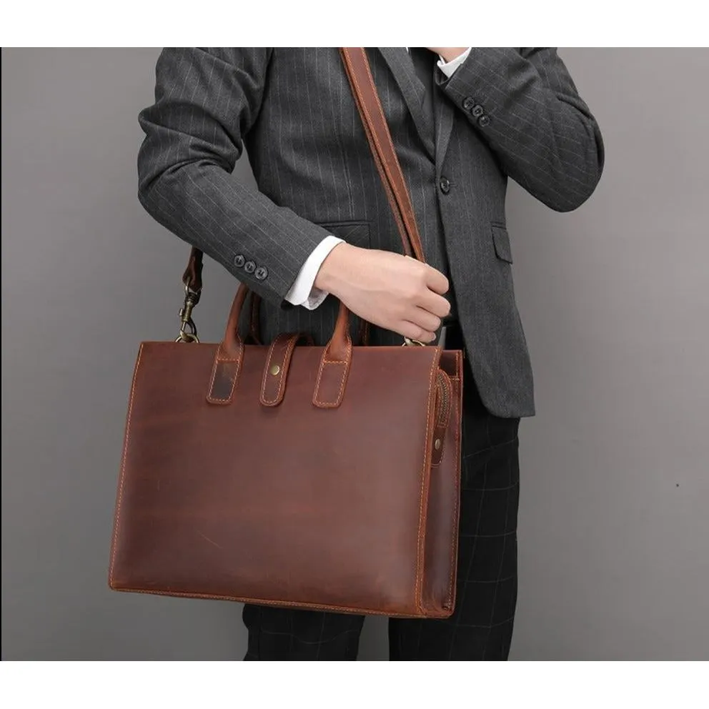 VintageLux Leather Laptop Business Briefcase