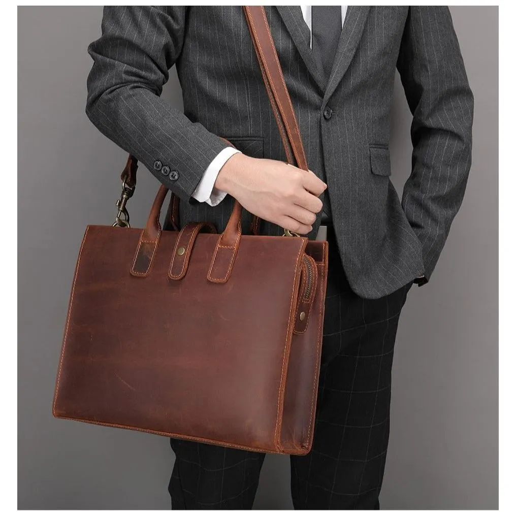 VintageLux Leather Laptop Business Briefcase