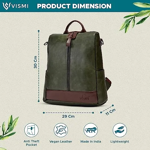 VISMIINTREND Fashion Stylish Vegan Leather Backpack Handbag Shoulder Purse Bag for Women and Girls | Sling Belt |Travel | College | Work | Birthday | Gift | Wife | Diwali