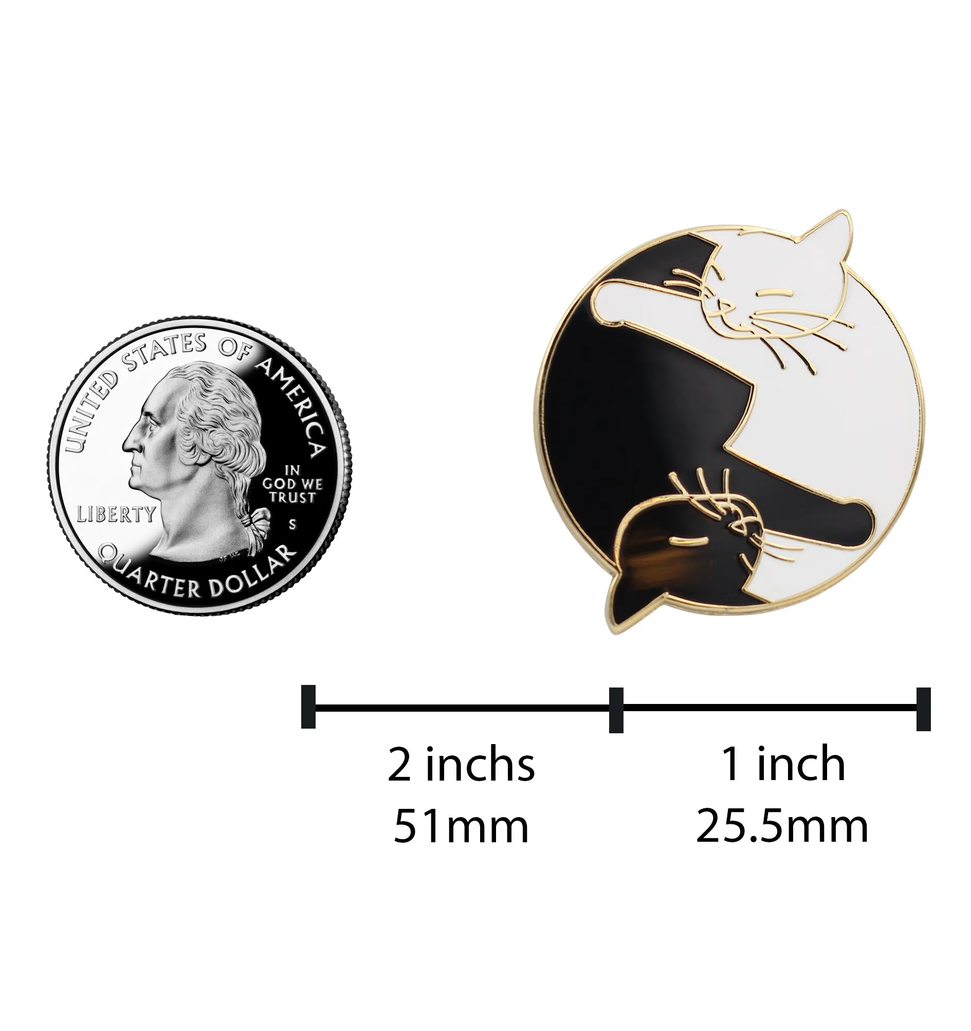 Yin Yang Cat Pin - White & Black Cat Lovers Enamel Pin